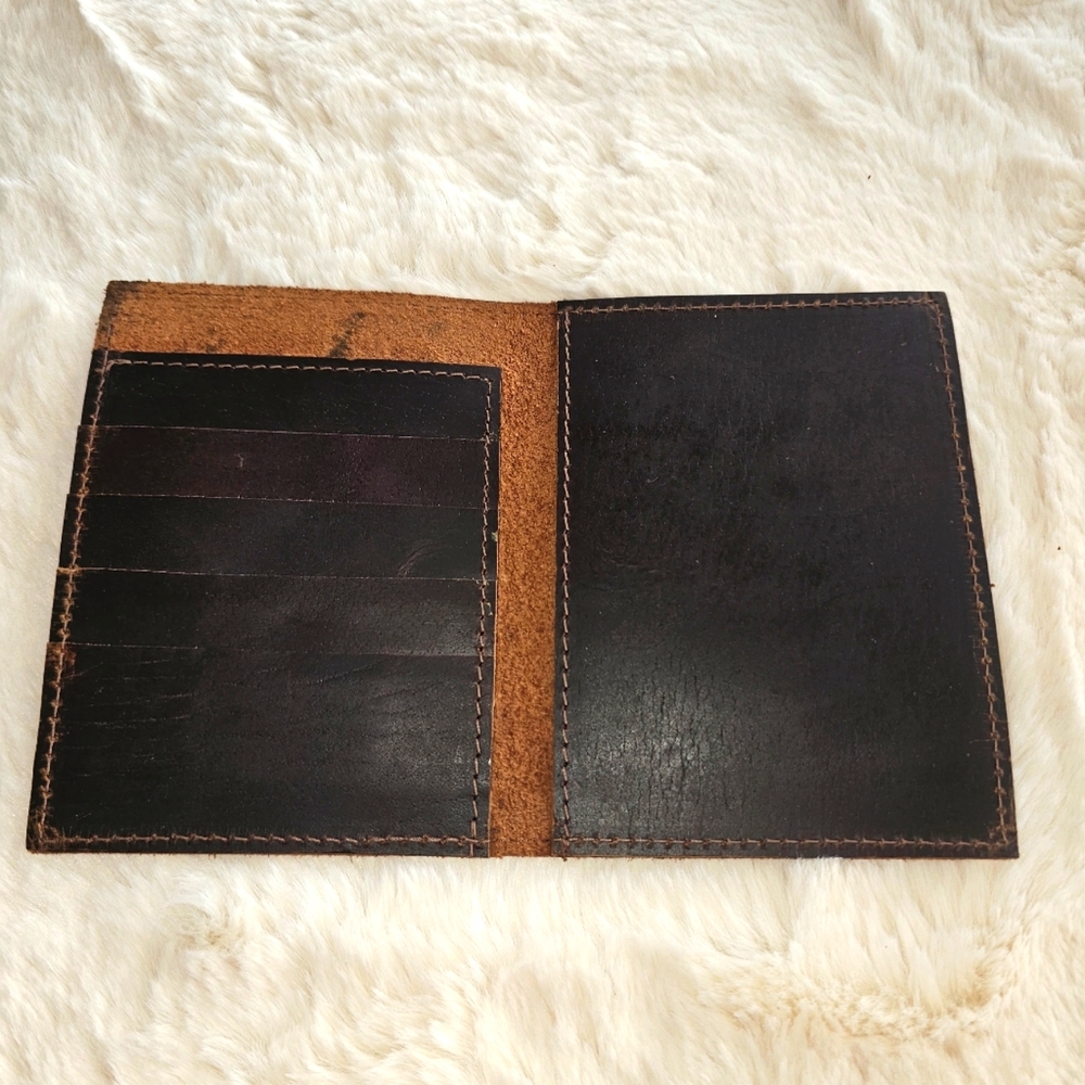 Black Leather Wallet / Passport Holder